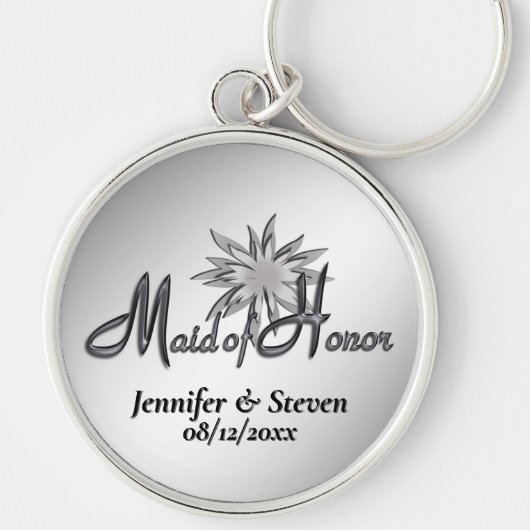 Maid of Honor Black and White Custom Keychains Sleutelhanger (Voorkant)