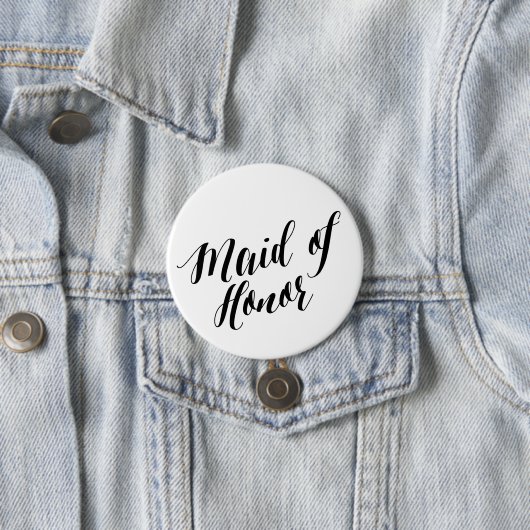 Maid of Honor Black Script Button (In situ)