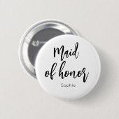 Maid of Honor Black White Wedding Button (Voorkant /achterkant)