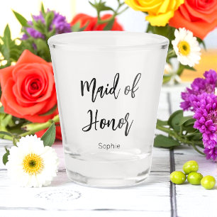 Maid of Honor Black White Wedding Shot Glass Shot Glas