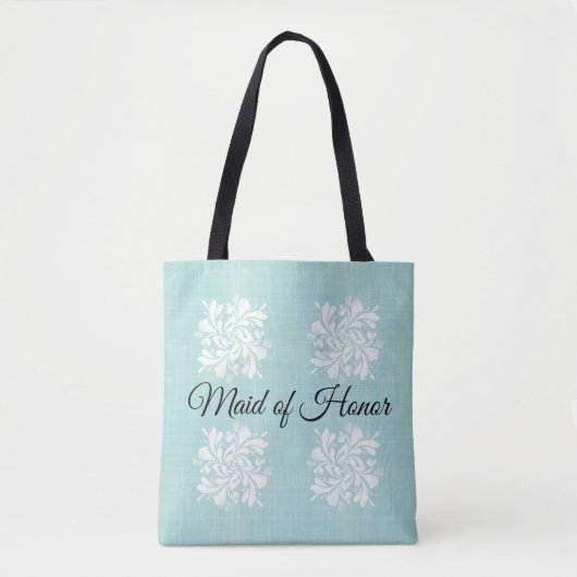 Maid of Honor Blauwgroen and White Floral Canvas t Draagtas (Voorkant)
