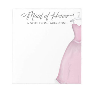 Maid of Honor Bridal Party Pink Dress Notitieblok