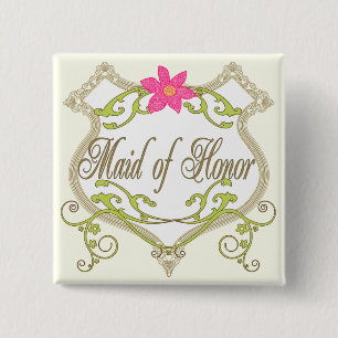 Maid of Honor Bruiloft Badges Vierkante Button 5,1 Cm