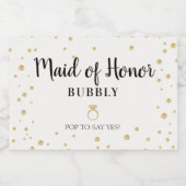 Maid of Honor Bubble Bridal Party Voorstel Sparkling Wijnetiket (Enkel label)