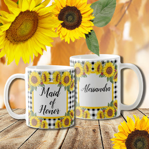 Maid of Honor Cadeau Personnalisé Sunflower Mug