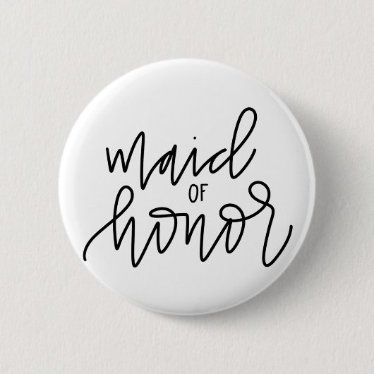 Maid of Honor Calligraphy 2¼ Inch Round Button (Voorkant)