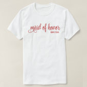 Maid of Honor Calligraphy Red Bach T-shirt (Design voorkant)