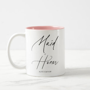 Maid of Honor Chic Script Tweekleurige Koffiemok