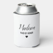 Maid of Honor Custom Naam & Datum Leuk Hart Eenvou Blikjeskoeler (Blikje Achterkant)