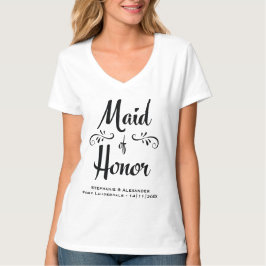 Maid of Honor Elegant zwart wit repetitie diner T-shirt