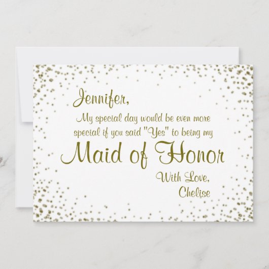 Maid of Honor | GoudConfetti Kaart (Voorkant)
