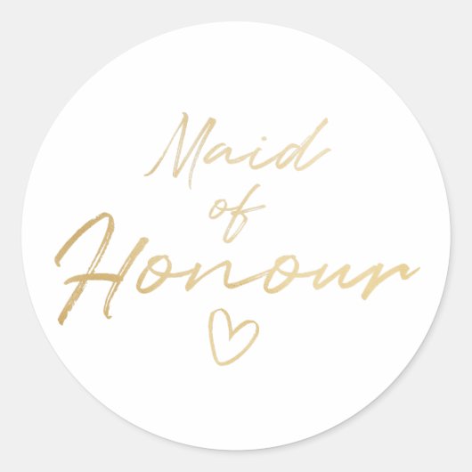 Maid of Honor - Gouden faux folie sticker (Voorkant)