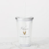 Maid of Honor Gouden Hart Modern Script Acryl Drinkbeker (Voorkant)