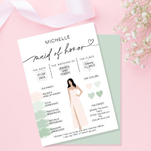 Maid of Honor Info Sage Color Palette Infographic Kaart