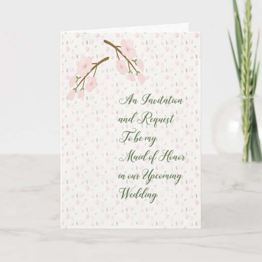 Maid of Honor Invitation Fleurs roses (Devant)