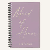 Maid of Honor Minimalist Lila Personalized Notitieboek (Voorkant)
