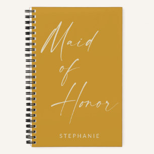 Maid of Honor Minimalist Yellow Personalized Notitieboek