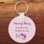 Maid of Honor Modern Typography Pink Wedding Sleutelhanger (Voorkant)