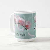 Maid of Honor Mok Pink Orchids Green Background (Voorkant links)