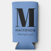 Maid of Honor Monogram Name Blue (Voorkant)