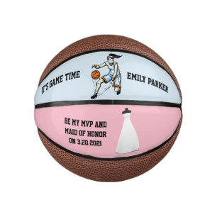 Maid of Honor of Bridesmaid Invite Mini Basketball Basketbal