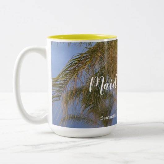 Maid of Honor Palm Trees Personalized Mugs (Gauche)