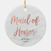 Maid of Honor Personalized Roos Gold Faux Marble Keramisch Ornament (Achterkant)