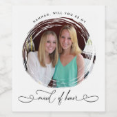 Maid of Honor Photo proposal Wine Label Wijn Etiket (Enkel label)