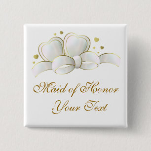 Maid of Honor Pin Vierkante Button 5,1 Cm