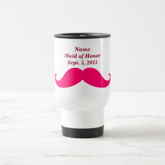 Maid of Honor Pink Mustache Travel/Commuter Mug (Centre)