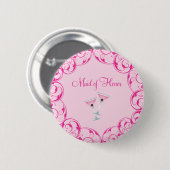 Maid of Honor Pink Swirl Martini Button (Voorkant /achterkant)