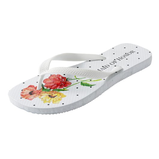 Maid of Honor Polka Dot Floral Teenslippers (Schuin)