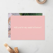 Maid of Honor proposal in Blush with Photo on Back Notitiekaartje (Voorkant / Achterkant in situ)