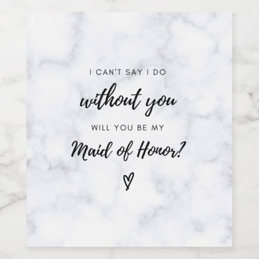 Maid of Honor proposal Wine Label Wijn Etiket (Enkel label)
