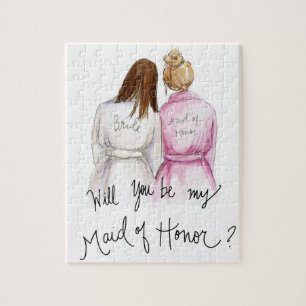 Maid of Honor? Puzzle Br lomg Bride Dk Bl Bun MOH Legpuzzel
