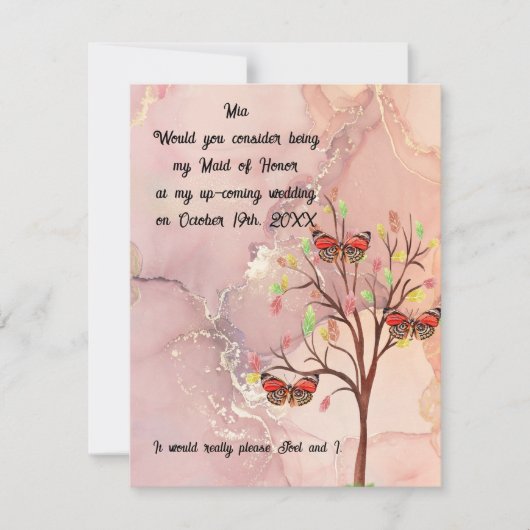 Maid of Honor Request Fall Wedding Event Notitiekaartje (Voorkant)