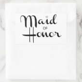 Maid of Honor Retro Script Rechthoekige Sticker (Tas)