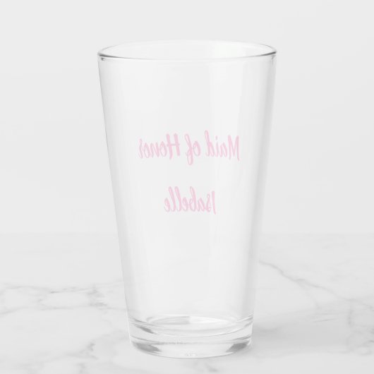 Maid of Honor roze Custom Name Gifts Wedding Glas (Achterkant)