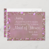 Maid of Honor -  Roze Uitnodiging Briefkaart (Voorkant / Achterkant)