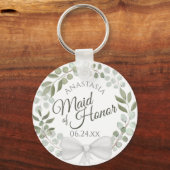 Maid of Honor Rustic Eucalyptus Wreath Wedding Sleutelhanger (Voorkant)