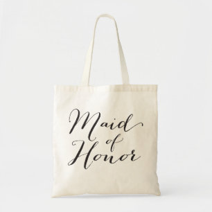 Maid of Honor Script Bridal Party Wedding Canvas t Tote Bag