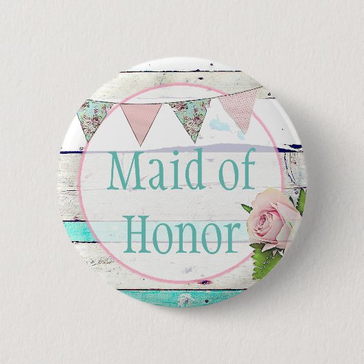 Maid of Honor Shabby Rustic Wedding Button (Voorkant)