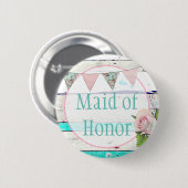 Maid of Honor Shabby Rustic Wedding Button (Voorkant /achterkant)