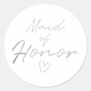Maid of Honor - Silver fausse feuille autocollant
