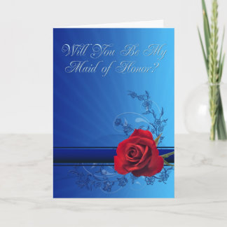 Maid of Honor-uitnodiging met een rode roos Bedankkaart