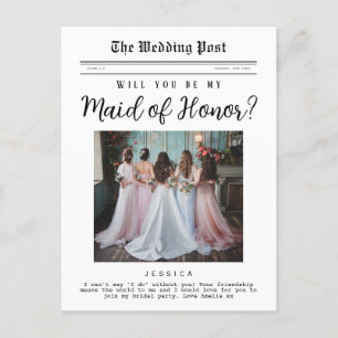 Maid of Honor voorstel, aangepaste krant Briefkaart