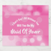 Maid of Honor Voorstel Bubble Sparkly Pink Cute Sparkling Wijnetiket (Enkel label)