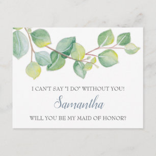 Maid of Honor Voorstel Kaart, Groen Eucalyptus Kaart