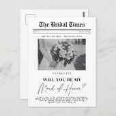 Maid of Honor vraagt, aanpasbare krant Briefkaart (Voorkant / Achterkant)