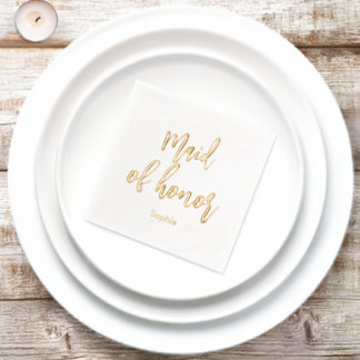 Maid of Honor Wedding Elegant Foil Stamped Napkins Folie Servetten